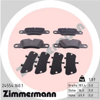 Jeu de 4 plaquettes de frein arrière ZIMMERMANN 24554.160.1