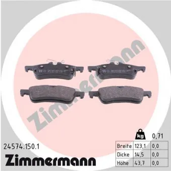 ZIMMERMANN 24574.150.1 - Jeu de 4 plaquettes de frein arrière