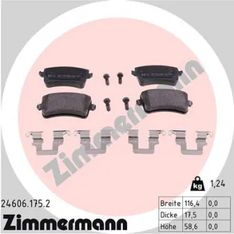 ZIMMERMANN 24606.175.2 - Jeu de 4 plaquettes de frein arrière