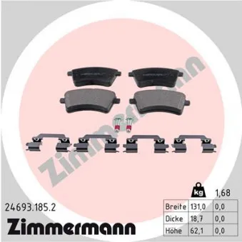 Jeu de 4 plaquettes de frein avant ZIMMERMANN OEM 410603750R