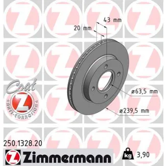 ZIMMERMANN 250.1328.20 - Jeu de 2 disques de frein avant
