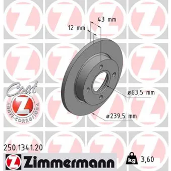 ZIMMERMANN 250.1341.20 - Jeu de 2 disques de frein avant