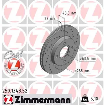 Jeu de 2 disques de frein avant ZIMMERMANN OEM 24.0122-0172.1