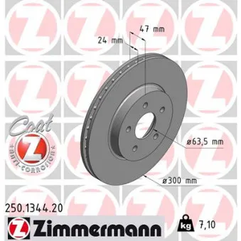 Jeu de 2 disques de frein avant ZIMMERMANN 250.1344.20