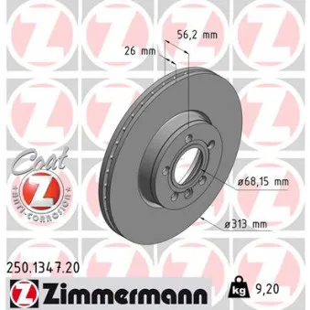 ZIMMERMANN 250.1347.20 - Jeu de 2 disques de frein avant