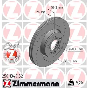 Jeu de 2 disques de frein avant ZIMMERMANN 250.1347.52