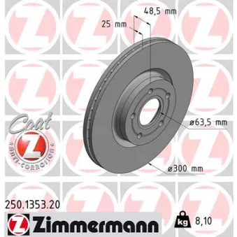 Jeu de 2 disques de frein avant ZIMMERMANN 250.1353.20