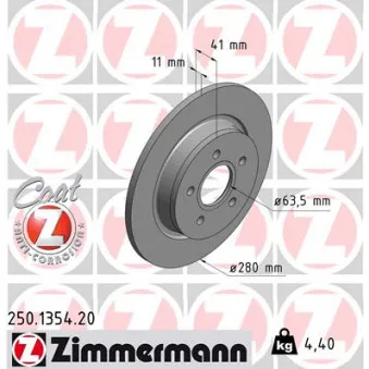 ZIMMERMANN 250.1354.20 - Jeu de 2 disques de frein arrière