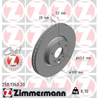 ZIMMERMANN 250.1360.20 - Jeu de 2 disques de frein avant
