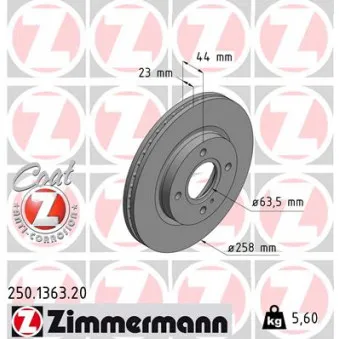 ZIMMERMANN 250.1363.20 - Jeu de 2 disques de frein avant