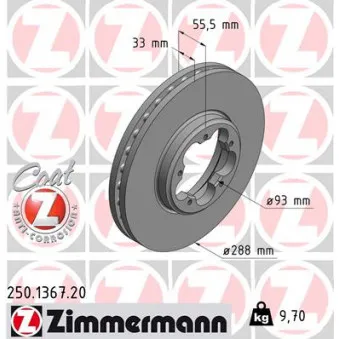 ZIMMERMANN 250.1367.20 - Jeu de 2 disques de frein avant