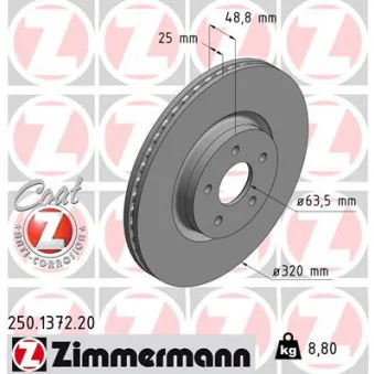 Jeu de 2 disques de frein avant ZIMMERMANN OEM 24.0125-0209.1