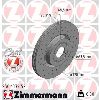 Jeu de 2 disques de frein avant ZIMMERMANN OEM 24.0125-0209.1