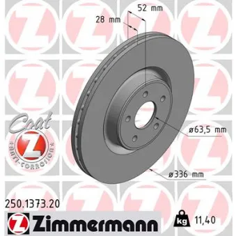 Jeu de 2 disques de frein avant ZIMMERMANN 250.1373.20
