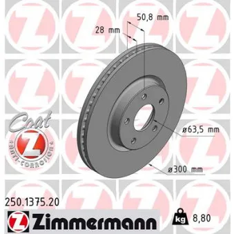 Jeu de 2 disques de frein avant ZIMMERMANN 250.1375.20