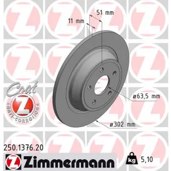 Jeu de 2 disques de frein arrière ZIMMERMANN OEM 2025101