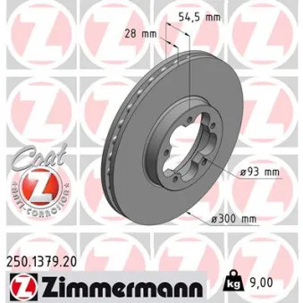 Jeu de 2 disques de frein avant ZIMMERMANN 250.1379.20