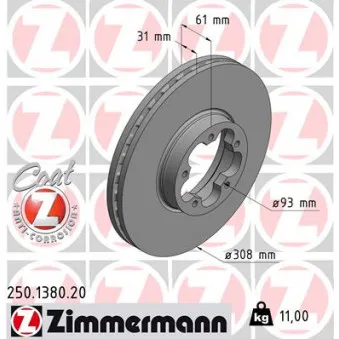 Jeu de 2 disques de frein avant ZIMMERMANN OEM BSG 30-210-029