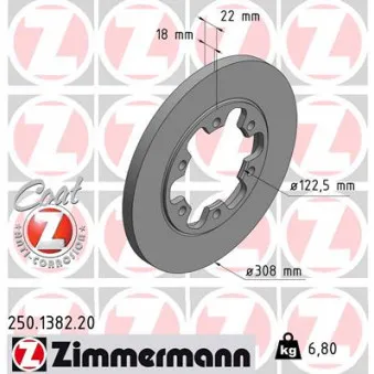 Jeu de 2 disques de frein arrière ZIMMERMANN 250.1382.20