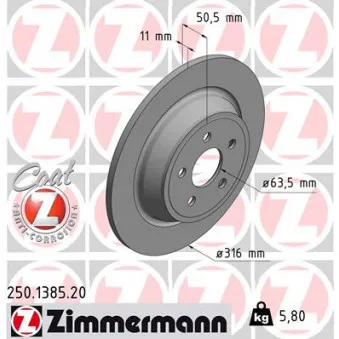 Jeu de 2 disques de frein arrière ZIMMERMANN 250.1385.20