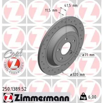 Jeu de 2 disques de frein arrière ZIMMERMANN OEM 5356332 Jeu de 2 disques de frein arrière ZIMMERMANN OEM 5356332