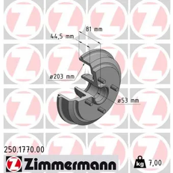 ZIMMERMANN 250.1770.00 - Tambour de frein