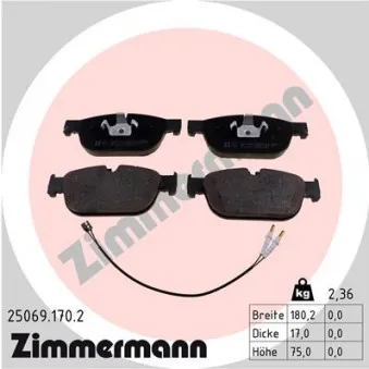 Jeu de 4 plaquettes de frein avant ZIMMERMANN OEM 1612739280