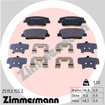 ZIMMERMANN 25153.155.2 - Jeu de 4 plaquettes de frein arrière