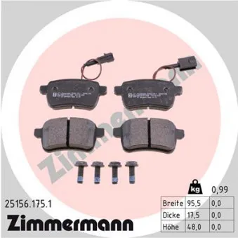 ZIMMERMANN 25156.175.1 - Jeu de 4 plaquettes de frein arrière
