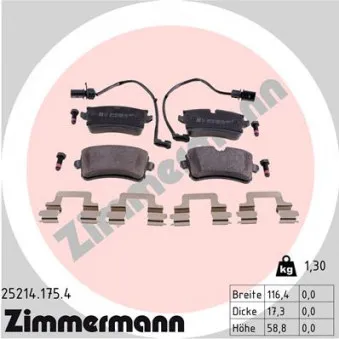 ZIMMERMANN 25214.175.4 - Jeu de 4 plaquettes de frein arrière