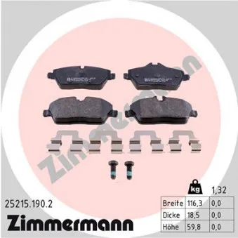 ZIMMERMANN 25215.190.2 - Jeu de 4 plaquettes de frein arrière