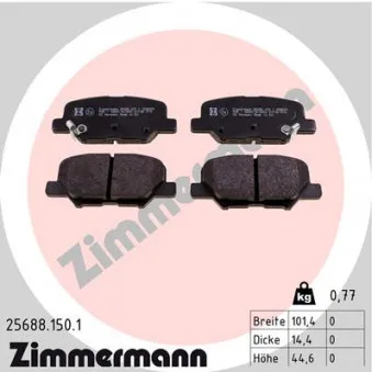 Jeu de 4 plaquettes de frein arrière ZIMMERMANN OEM J3615017