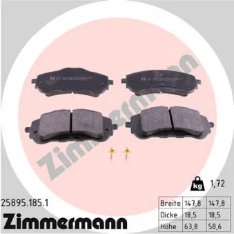 Jeu de 4 plaquettes de frein avant ZIMMERMANN OEM 1612886480