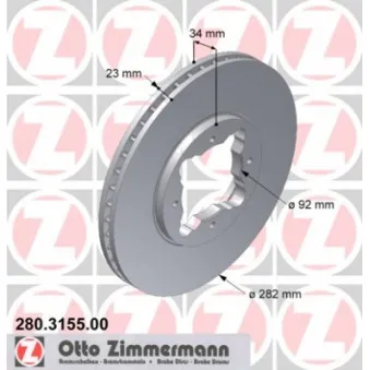 ZIMMERMANN 280.3155.00 - Jeu de 2 disques de frein avant