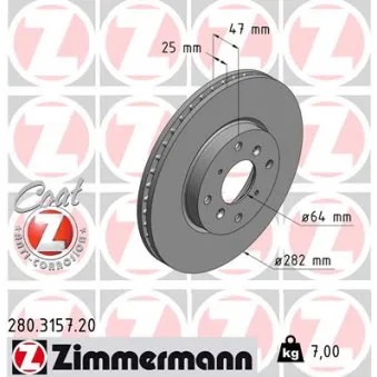 ZIMMERMANN 280.3157.20 - Jeu de 2 disques de frein avant