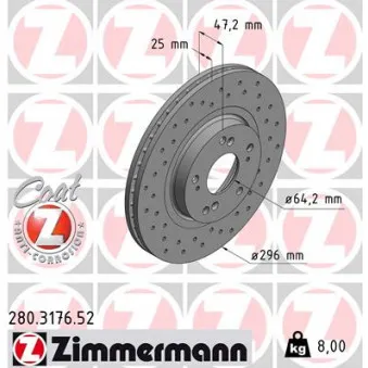 ZIMMERMANN 280.3176.52 - Jeu de 2 disques de frein avant