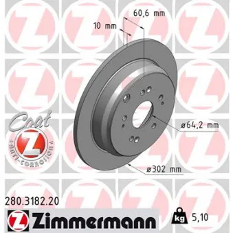 Jeu de 2 disques de frein arrière ZIMMERMANN OEM 08.A871.10