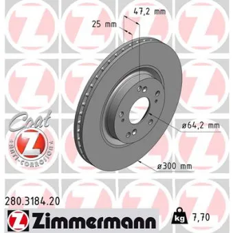 ZIMMERMANN 280.3184.20 - Jeu de 2 disques de frein avant