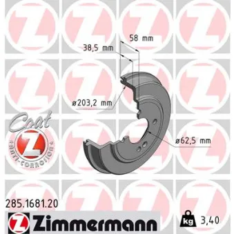 Tambour de frein ZIMMERMANN OEM 584111C300