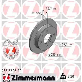 ZIMMERMANN 285.3503.20 - Jeu de 2 disques de frein avant