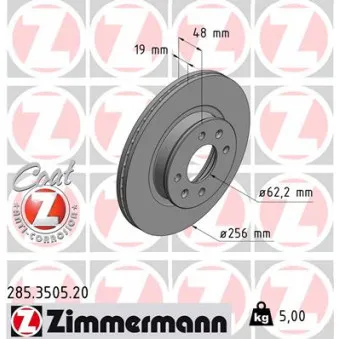 ZIMMERMANN 285.3505.20 - Jeu de 2 disques de frein avant