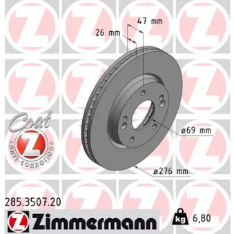 ZIMMERMANN 285.3507.20 - Jeu de 2 disques de frein avant