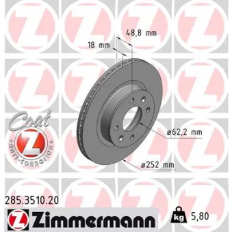 Jeu de 2 disques de frein avant ZIMMERMANN 285.3510.20