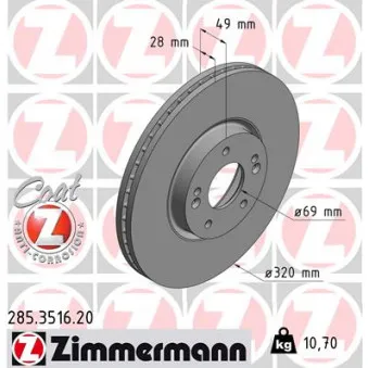Jeu de 2 disques de frein avant ZIMMERMANN 285.3516.20