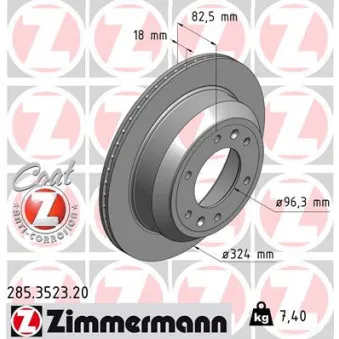 ZIMMERMANN 285.3523.20 - Jeu de 2 disques de frein arrière