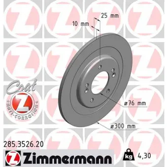 ZIMMERMANN 285.3526.20 - Jeu de 2 disques de frein arrière