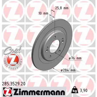 ZIMMERMANN 285.3529.20 - Jeu de 2 disques de frein arrière