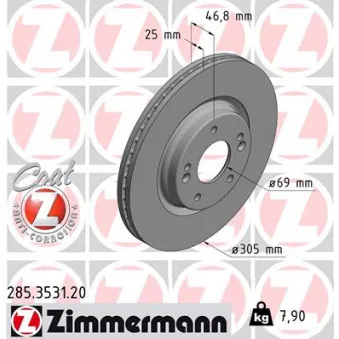 Jeu de 2 disques de frein avant ZIMMERMANN OEM 24.0125-0213.1