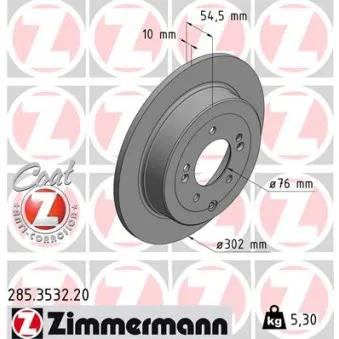 Jeu de 2 disques de frein arrière ZIMMERMANN 285.3532.20