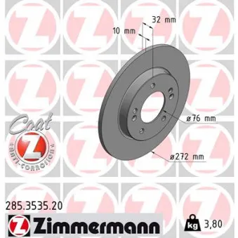 Jeu de 2 disques de frein arrière ZIMMERMANN 285.3535.20